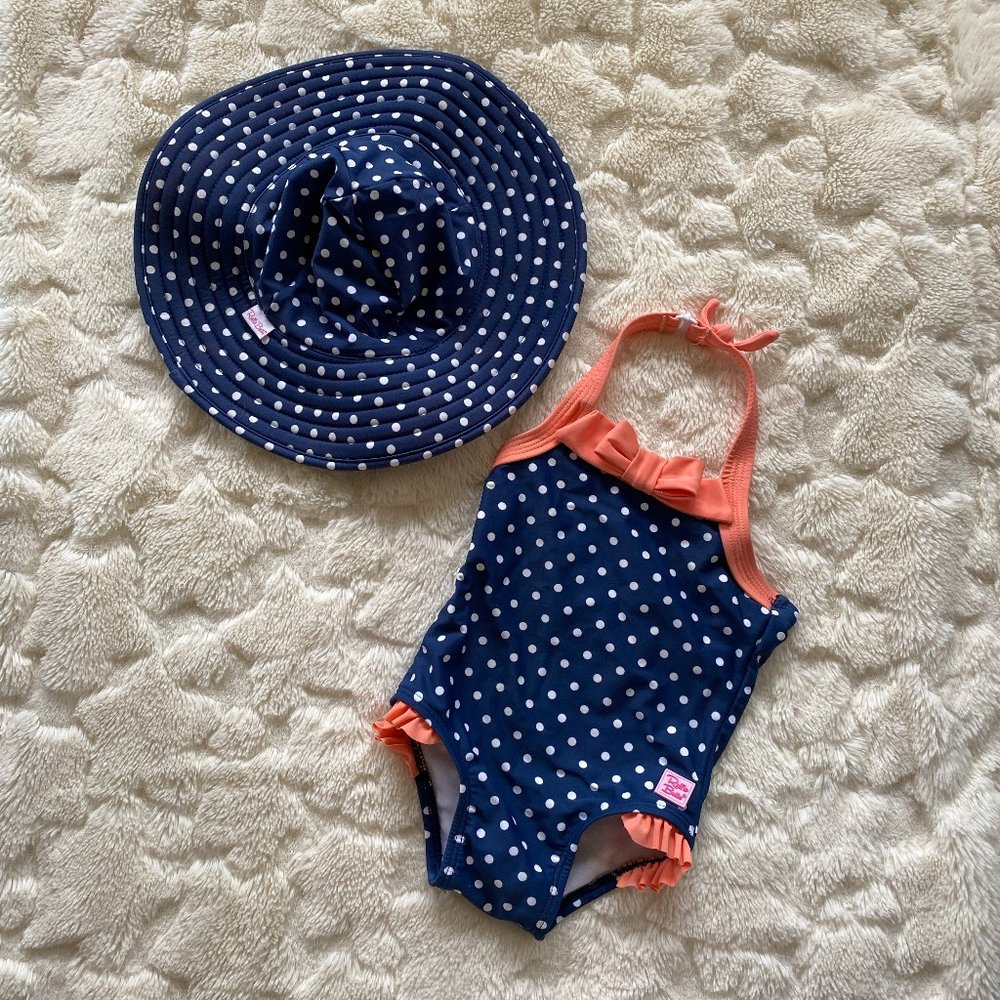 Ruffle Butts bathing suit and hat